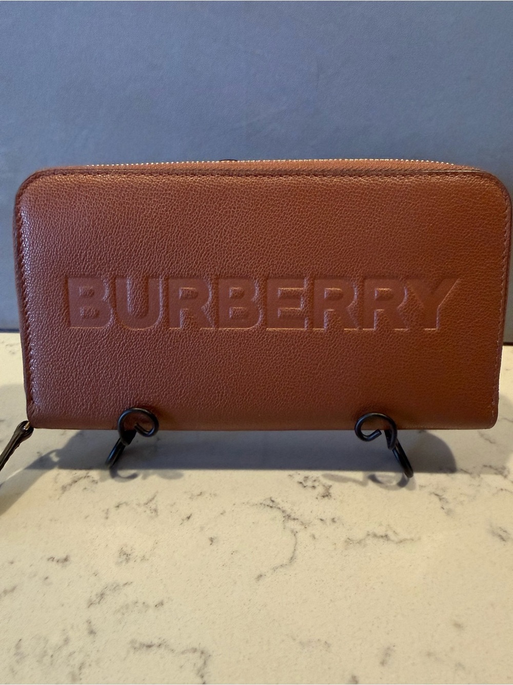 Burberry Brown Embossed Zip-Around Card Holder